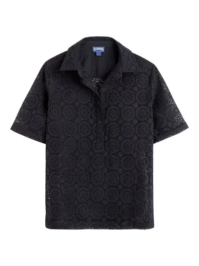 Vilebrequin Women's Broderie Anglaise Short-sleeve Shirt In Noir