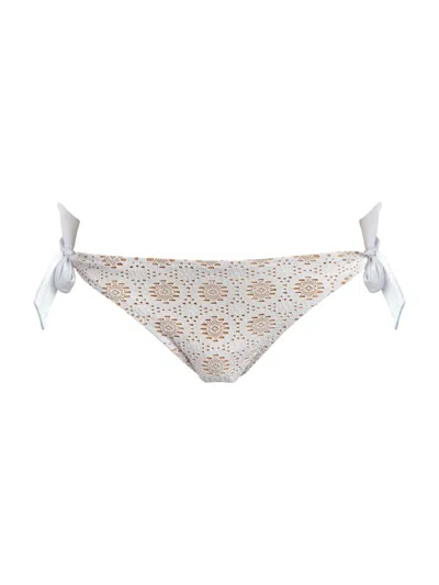 Vilebrequin Women's Broderie Anglaise Side-tie Bikini Bottom In Off White