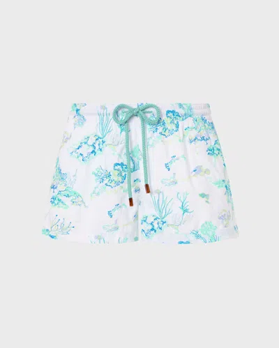 Vilebrequin Women Embroidered Stretch Swim Trunks Coral Reef In White