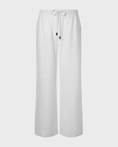 Vilebrequin Women Floral Broderie Anglaise Fluid Cotton Pants In White