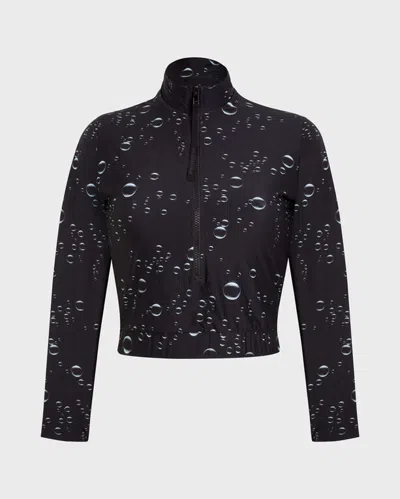 Vilebrequin Women Full Zip Crop Top Rashguard Bubble 3d In Black