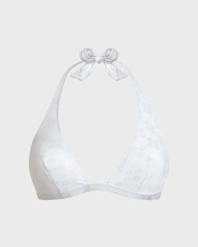 Vilebrequin Women Halter Bikini Top Turtle Monogram Jacquard In White