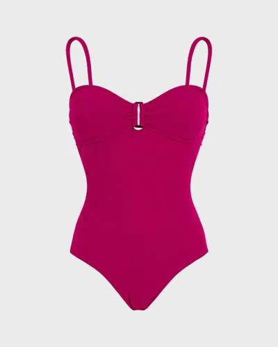 Vilebrequin Women Jacquard One-piece Swimsuit Roses In Pink