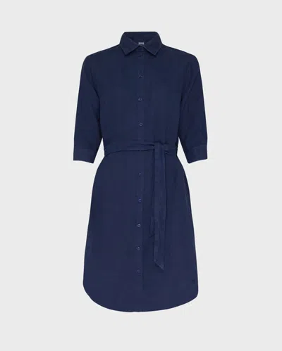 Vilebrequin Ludovie Belted Linen Shirt Midi Dress In Blue