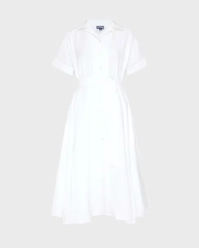 Vilebrequin Women Long Linen Shirt Dress Solid In White
