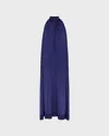 Vilebrequin Women Long Silk Satin Dress Solid In Blue