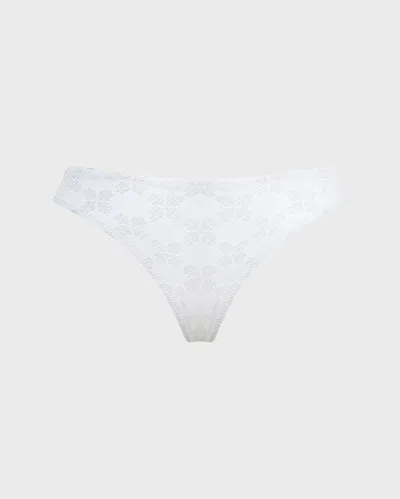 Vilebrequin Women Midi Brief Bikini Bottom Turtle Monogram Jacquard In White