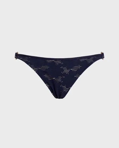 Vilebrequin Women Mini Brief Bikini Bottom Jacquard Fleur Broderie Anglaise In Blue