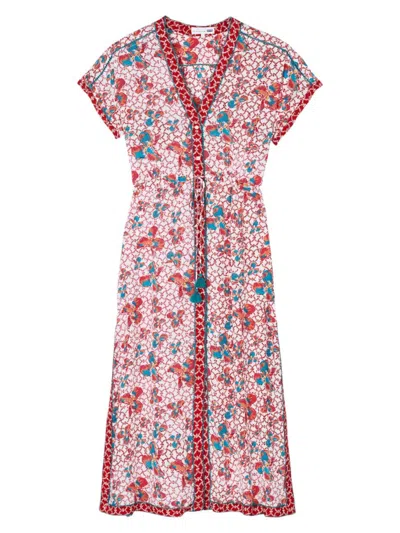 Vilebrequin Women's Mya Floral Midi-dress In Coquelicot