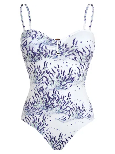 Vilebrequin Women Bandeau One-piece Swimsuit Lavender In White