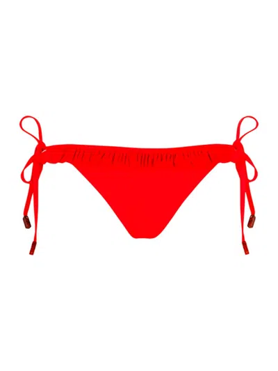 Vilebrequin Women's Ruffled Side-tie Bikini Bottom In Red