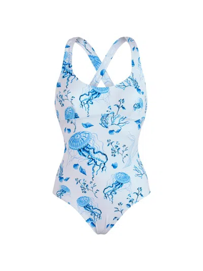Vilebrequin Women's Seashell Print Crossed Back One-piece Swimsuit In White