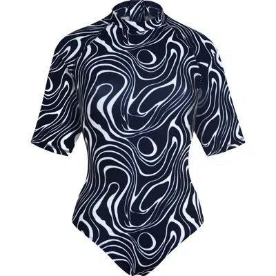 Vilebrequin Women Short Sleeves Uv Protection One-piece Rashguard Waves In Multi
