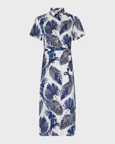 Vilebrequin Langes Papagaio Hemdkleid Aus Seide Für Damen In Weiss