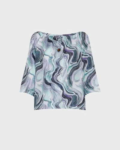 Vilebrequin Women Silk Shirt Marble In Blue