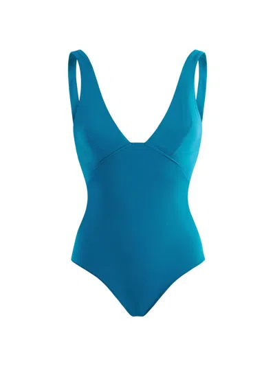 VILEBREQUIN WOMEN'S STRETCH-JERSEY PLUNGING V-NECK ONE-PIECE SWIMSUIT