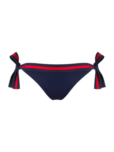 Vilebrequin Women's Striped Side-tie Bikini Bottom In Bleu Marine