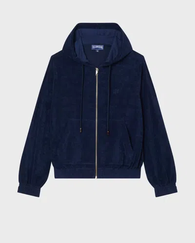Vilebrequin Solid Frottee-kapuzenjacke Mit Reissverschluss Für Damen In Blau