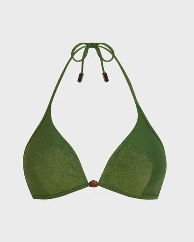 Vilebrequin Triangel-bikinioberteil Aus Schillerndem Jersey Für Damen In Grün