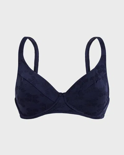 Vilebrequin Women Underwire Bikini Top Turtle Monogram Jacquard In Blue