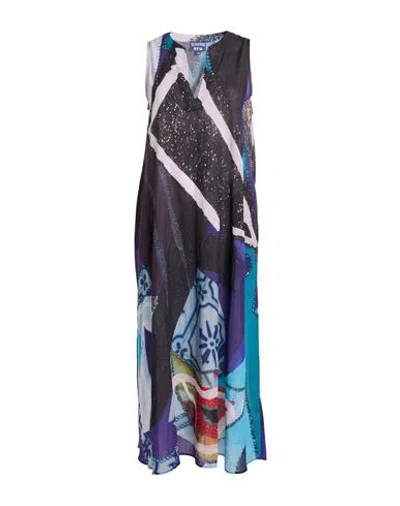 Vilebrequin X Deux Femmes Noires Woman Midi Dress Purple Size Xs Cotton In Multi