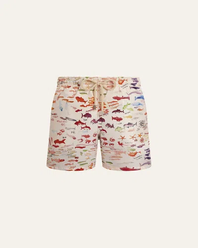 Vilebrequin X Fabrice Hyber Pescador 5.9 Watercolor Fish Swim Shorts In Multi