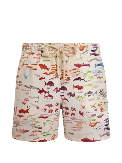 Vilebrequin X Fabrice Hyber Pescador 5.9 Watercolor Fish Swim Shorts In Multi