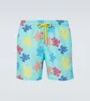 Vilebrequin Tortues Multicolores Long Stretch Board Shorts In Blue