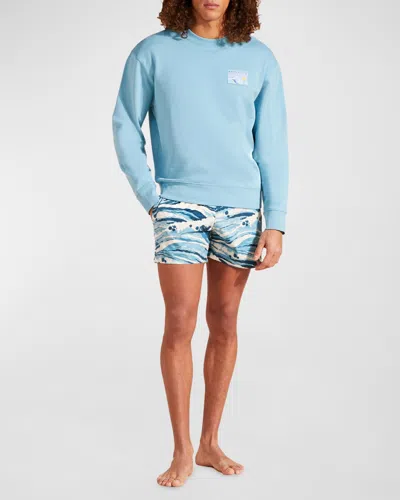 Vilebrequin X Maison Kitsune Men's Wave Sweatshirt In Pastel Grn