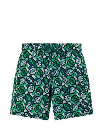 Vilebrequin Kids' X Mary Katrantzou Turtle-print Swim Shorts In Green
