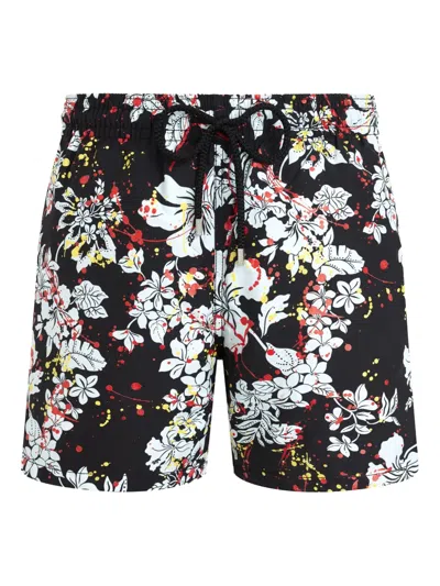 Vilebrequin X Palm Angels Flower Splash Swim Shorts In Black