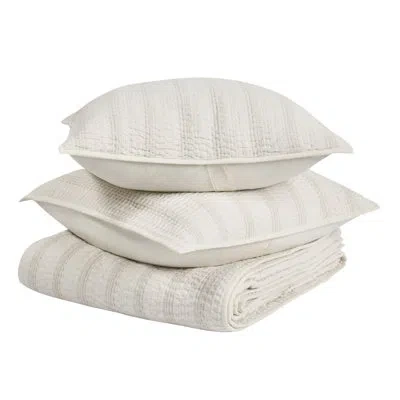 Villa By Classic Home Abraham 4-piece Eggshell Linen Blend Queen Quilt Set In Neutral