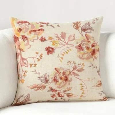 Villa By Classic Home Amra 20" Fabric Clay Throw Pillow In Brown;red;yellow;pink;cream