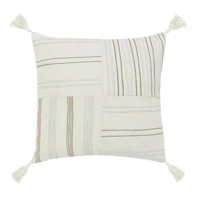 Villa By Classic Home Apana Striped Linen Throw Pillow In Beige