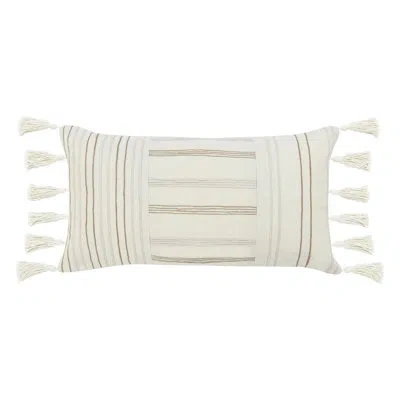 Villa By Classic Home Apana Striped Linen Throw Pillow In Beige