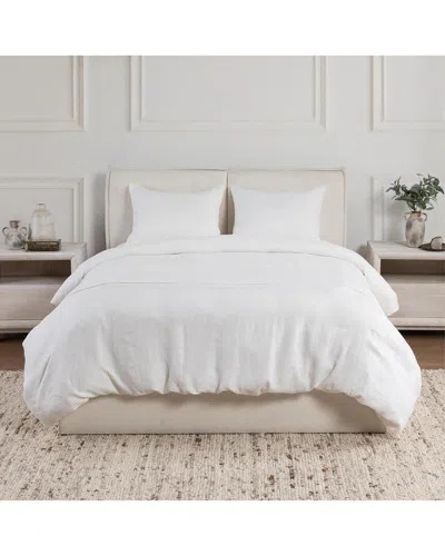 Villa By Classic Home Beaumont Belgian Flax Linen Duvet Set In White