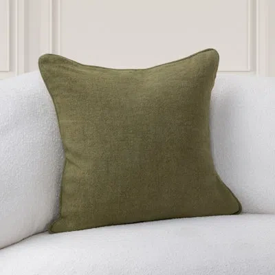 Villa By Classic Home Bedford Linen Fabric Throw Pillow In Olive Green