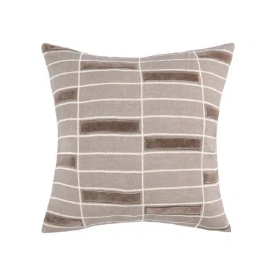 Villa By Classic Home Breccia Geometric Linen Throw Pillow In White;gray