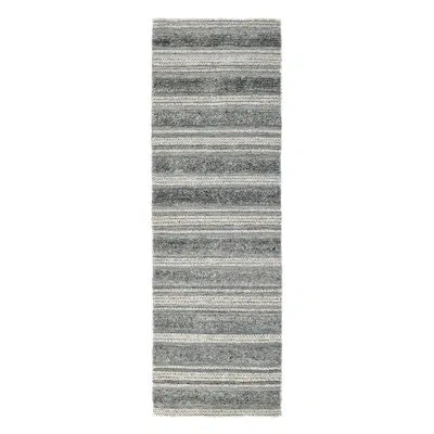 Villa By Classic Home Elko Striped Hand Woven Runner 2'7" X 8' Recycled P.e.t Indoor / Outdoor Area Rug In Blue