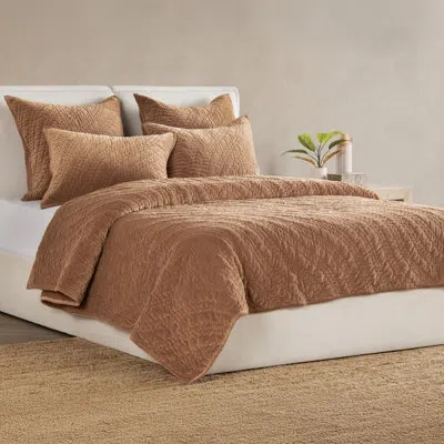 Villa By Classic Home Elms Velvet Cotton Blend Quilt In Brown