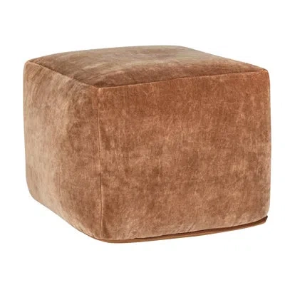 Villa By Classic Home Heirloom Velvet Upholstered Floor Cushion Pouf In Orange