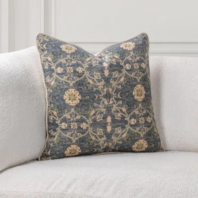 Villa By Classic Home Ira Linen Throw Pillow In Blue Sea Multi