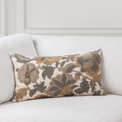 Villa By Classic Home Jana Cotton Embroidered Throw Pillow In Dry Sage Multi
