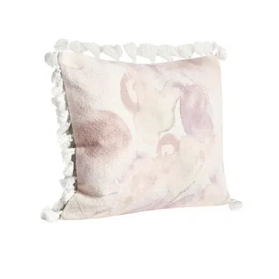 Villa By Classic Home Lily Watercolor Cotton/linen Accent Pillow In Pink