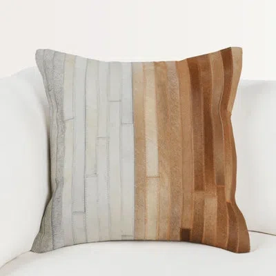 Villa By Classic Home Meru Striped Hair On Hide Throw Pillow In Brown;beige;cream;ivory;tan