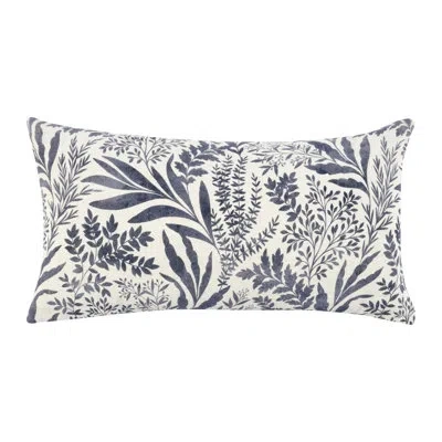 Villa By Classic Home Mulberry Floral Linen Reversible Throw Pillow In Denim Blue