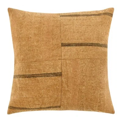 Villa By Classic Home Origin Patchwork Linen Throw Pillow In Chestnut Brown
