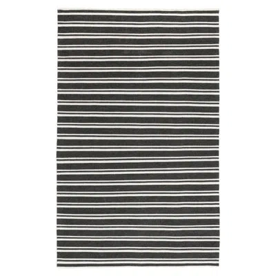 Villa By Classic Home Palma Hand Woven Performance Stripe Charcoal Fabric Rug In Ivory;charcoal