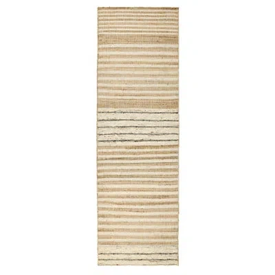 Villa By Classic Home Pego Striped Hand Woven Runner 2'7" X 8' Cotton/jute/sisal/wool Area Rug In Natural