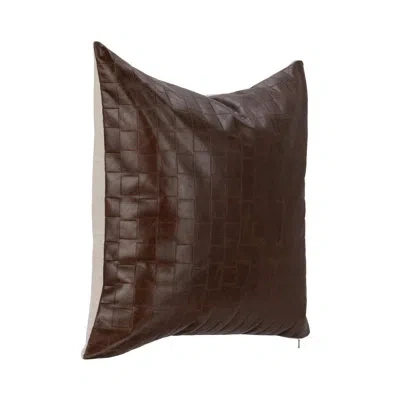 Villa By Classic Home Seston  Genuine Leather Throw Pillow In Brown
